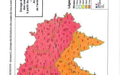 Limitation provisoire des usages de l&rsquo;eau – carte mise à jour au 09 septembre 2026